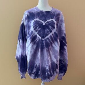 Urban Outfitters Purple Tie-Dye Heart Sweatshirt